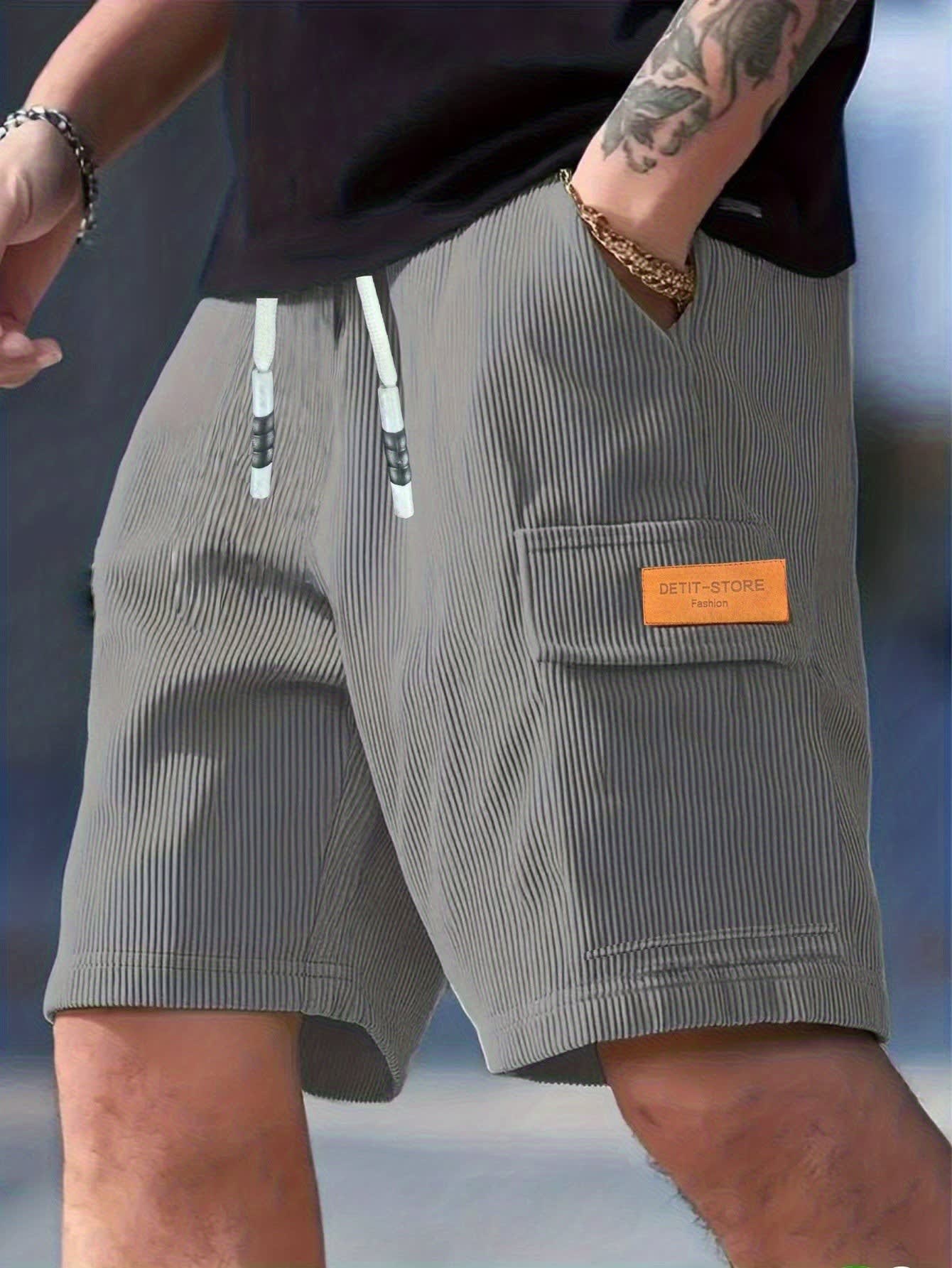 Olaf Ribbed Texture Cargo Shorts_1