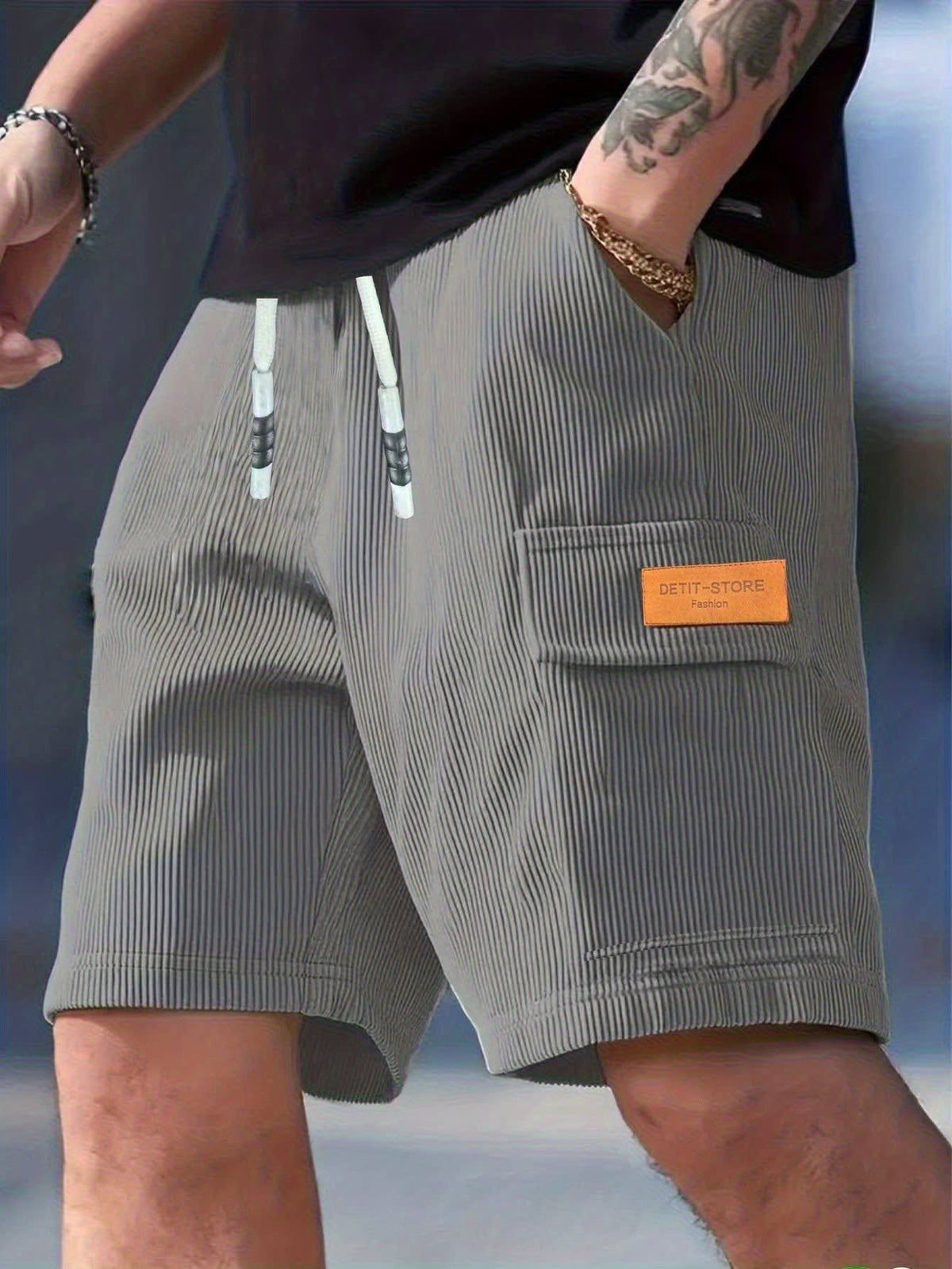 Olaf Ribbed Texture Cargo Shorts