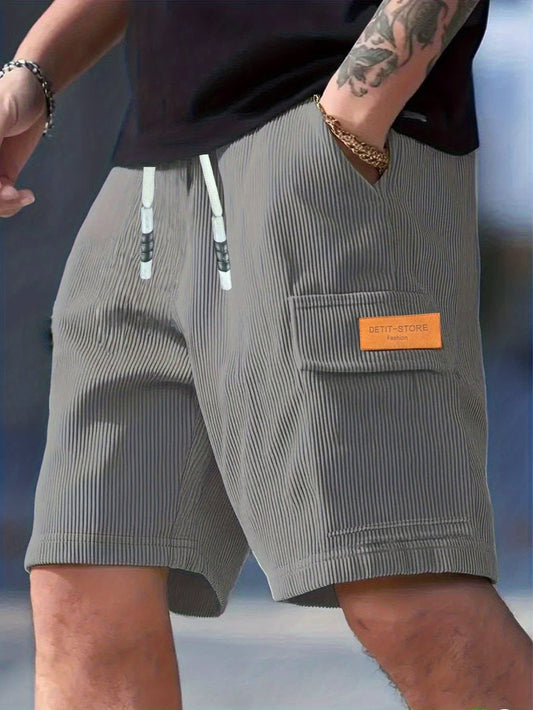 Olaf Ribbed Texture Cargo Shorts_1
