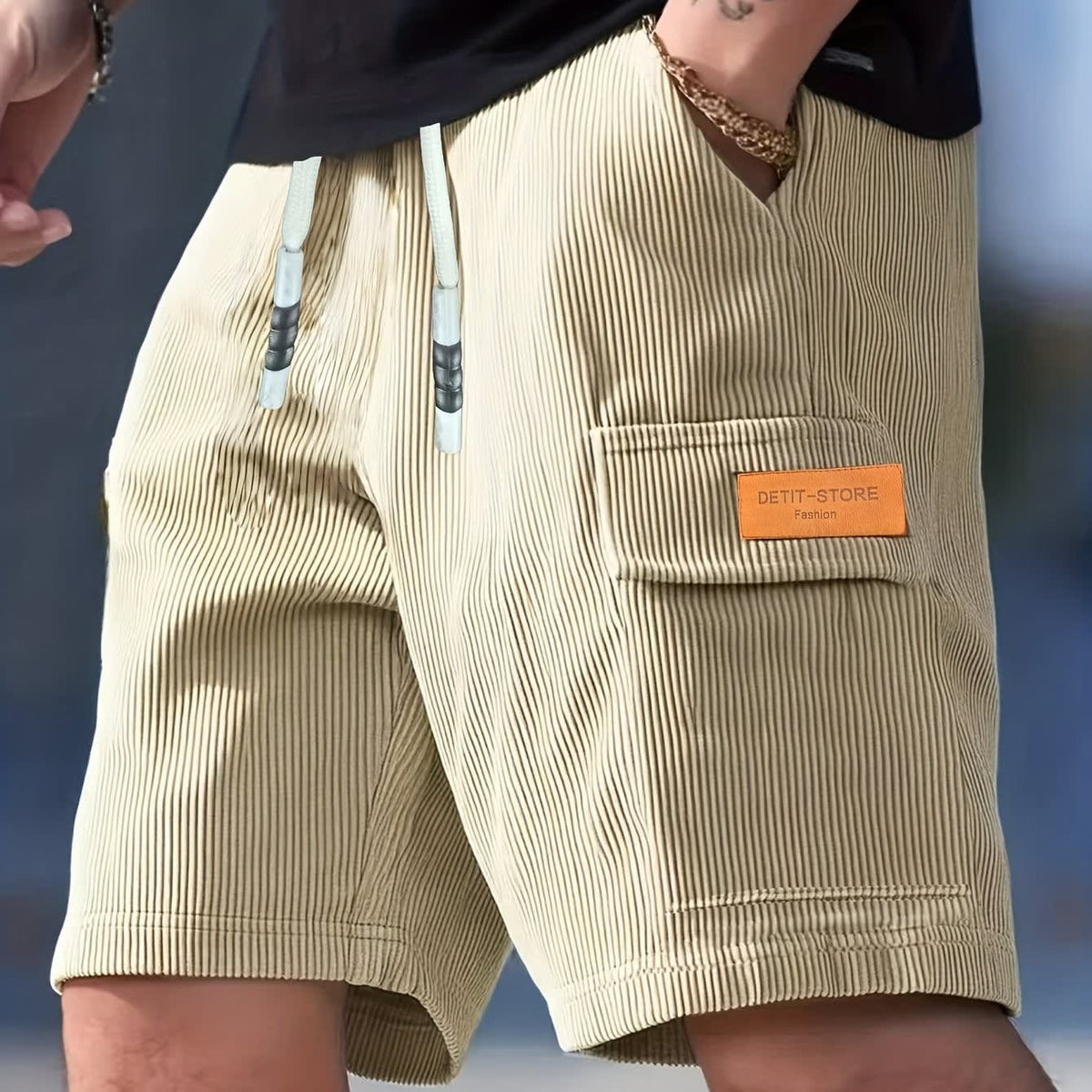 Olaf Ribbed Texture Cargo Shorts
