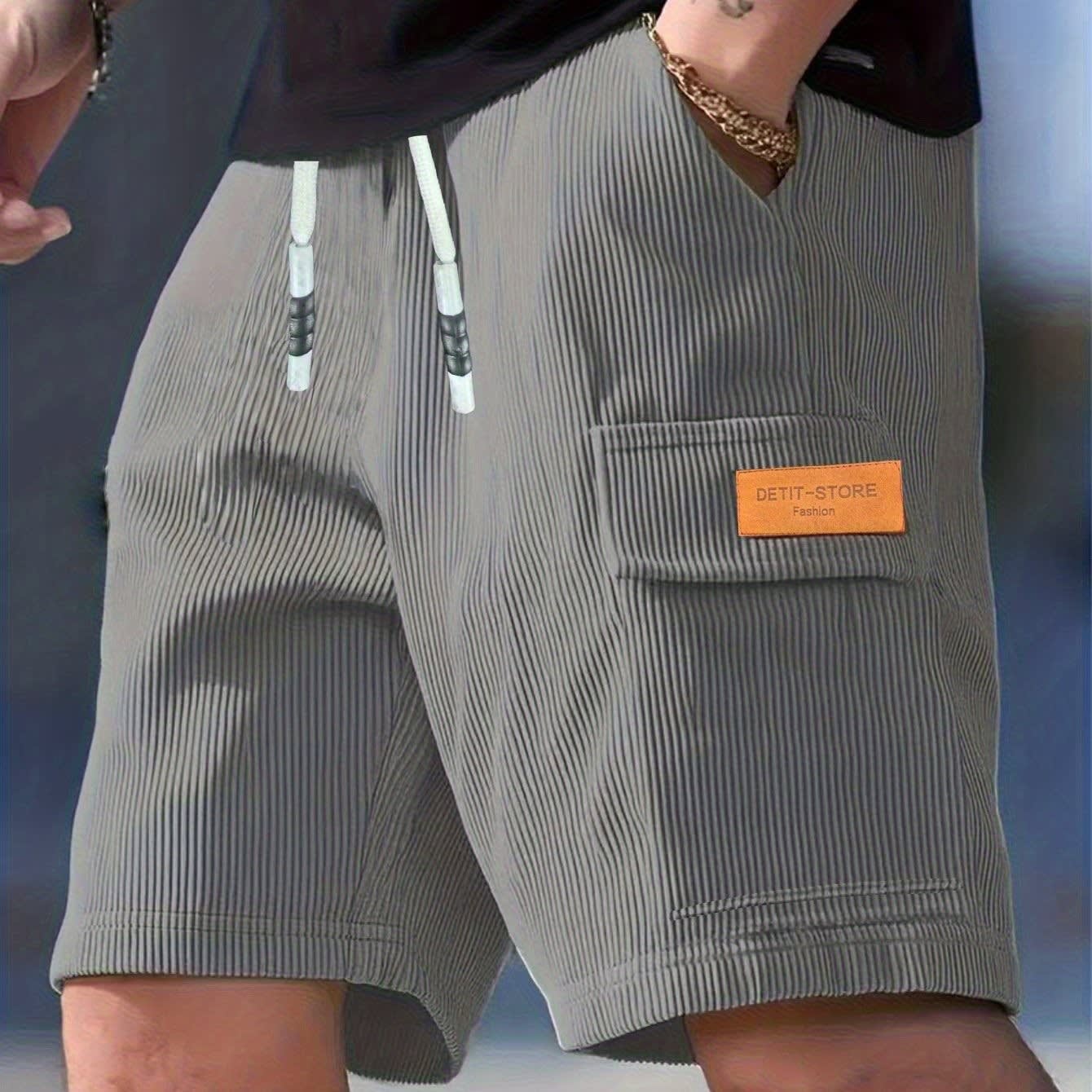 Olaf Ribbed Texture Cargo Shorts_13