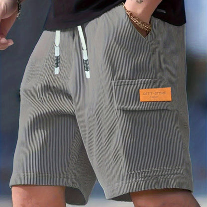Olaf Ribbed Texture Cargo Shorts_13