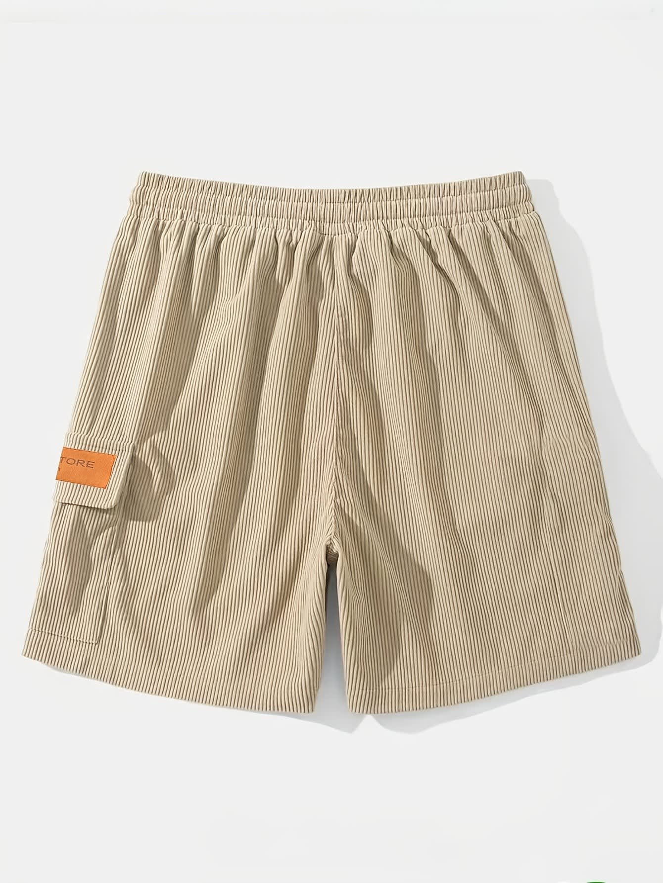 Olaf Ribbed Texture Cargo Shorts_5