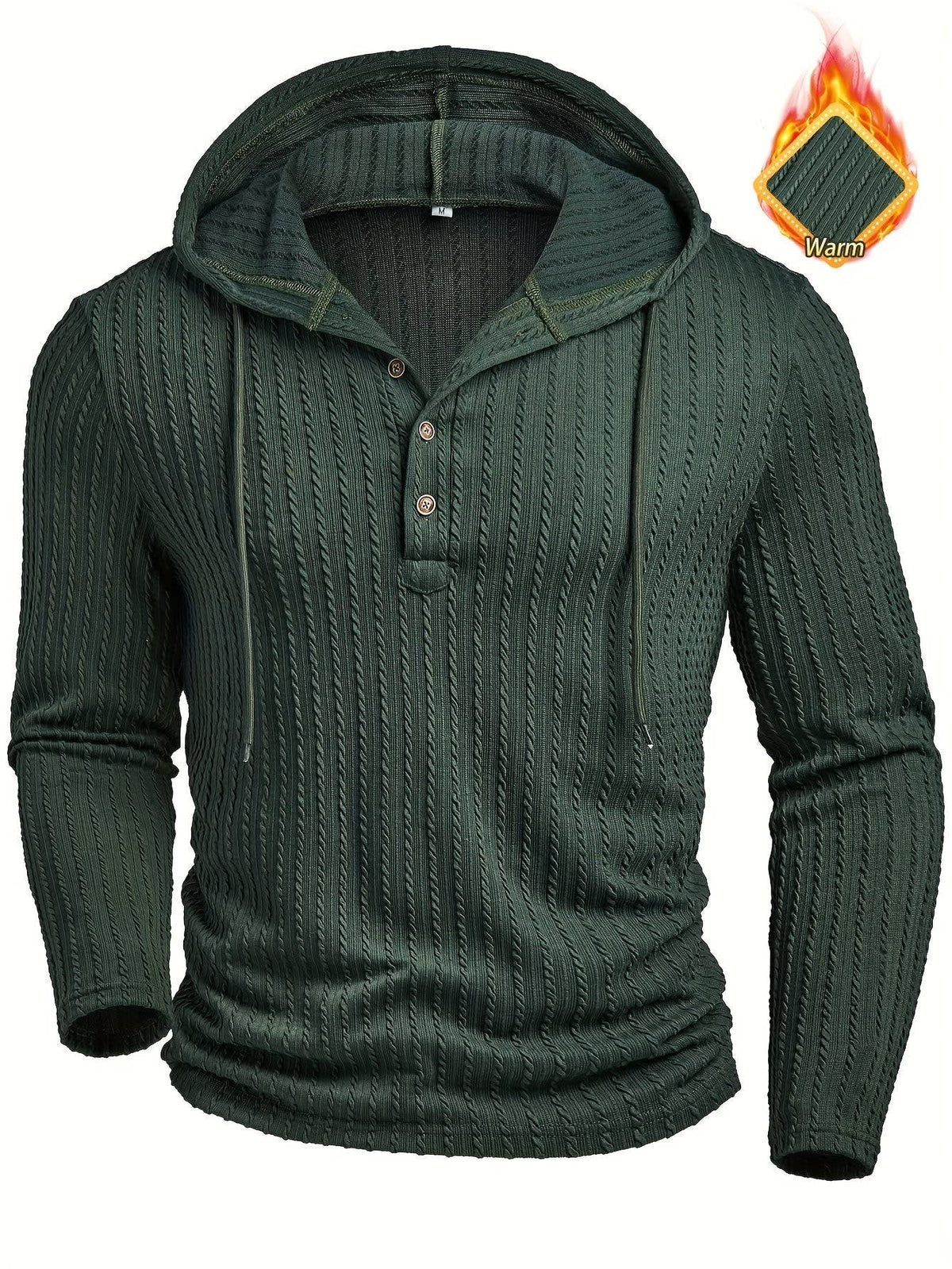 Jonty Textured Knit Hooded Henley Shirt