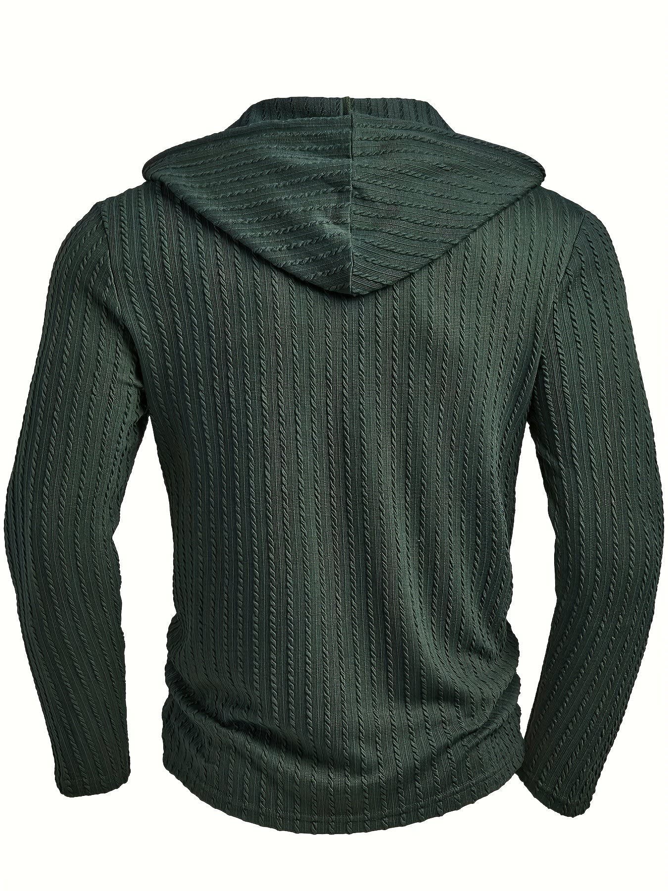 Jonty Textured Knit Hooded Henley Shirt_3