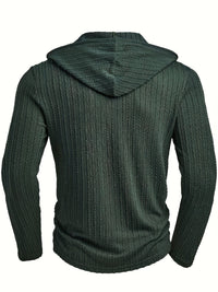 Jonty Textured Knit Hooded Henley Shirt
