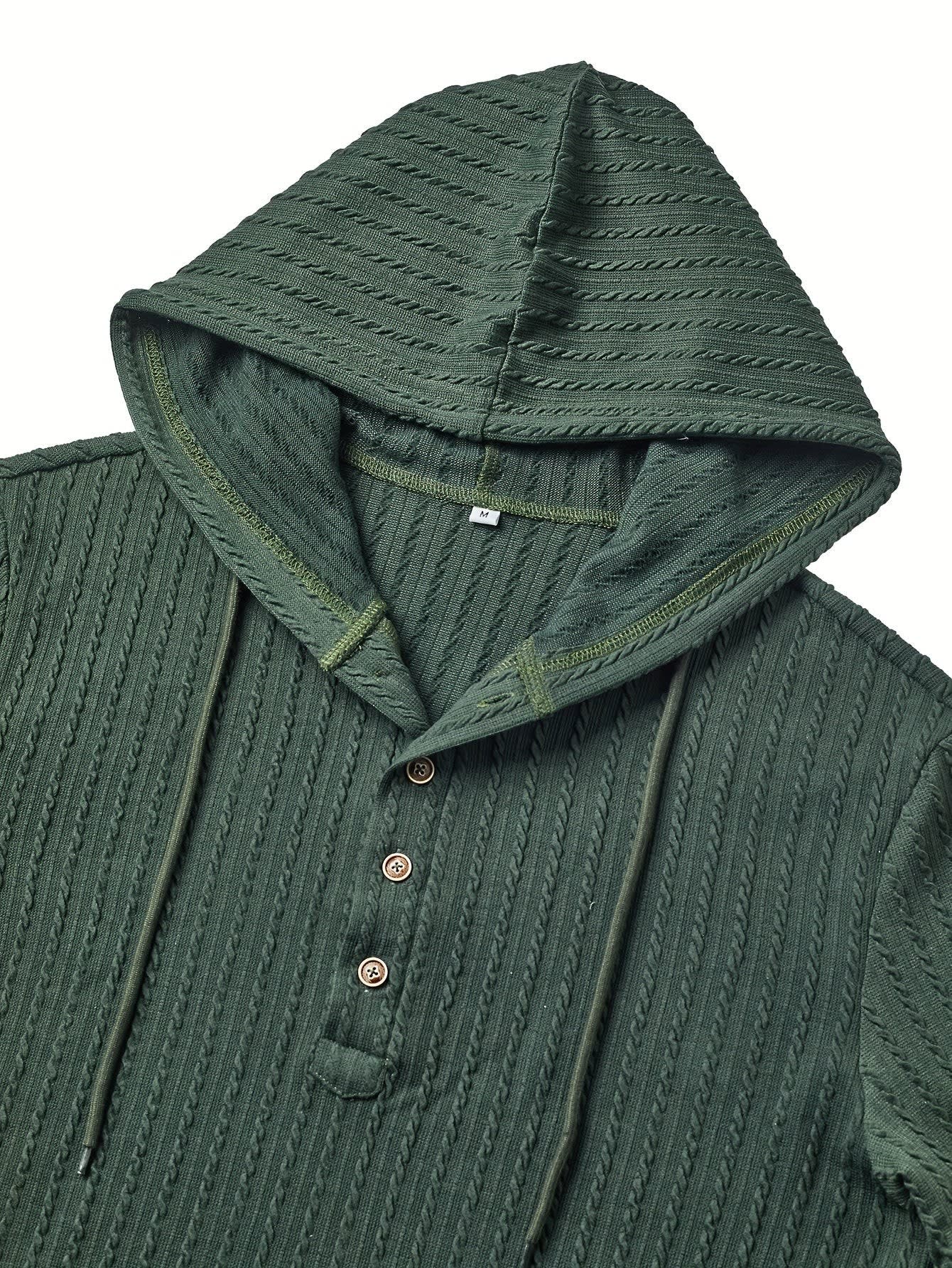 Jonty Textured Knit Hooded Henley Shirt_4