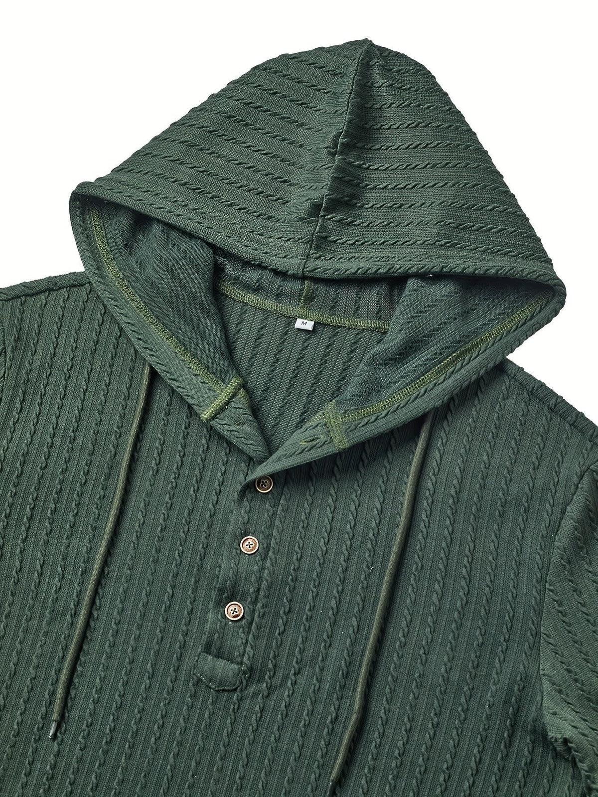 Jonty Textured Knit Hooded Henley Shirt