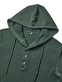 Jonty Textured Knit Hooded Henley Shirt