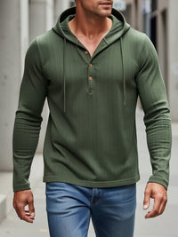 Jonty Textured Knit Hooded Henley Shirt