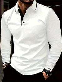 Hanson Contrast Placket Long Sleeve Polo
