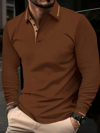 Hanson Contrast Placket Long Sleeve Polo