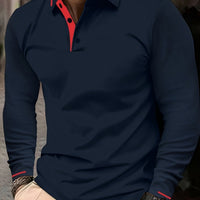 Hanson Contrast Placket Long Sleeve Polo