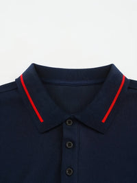 Hanson Contrast Placket Long Sleeve Polo