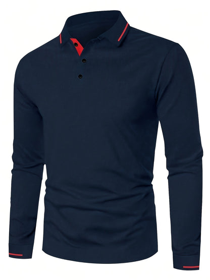 Hanson Contrast Placket Long Sleeve Polo_32