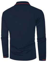 Hanson Contrast Placket Long Sleeve Polo