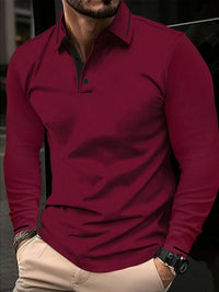 Hanson Contrast Placket Long Sleeve Polo