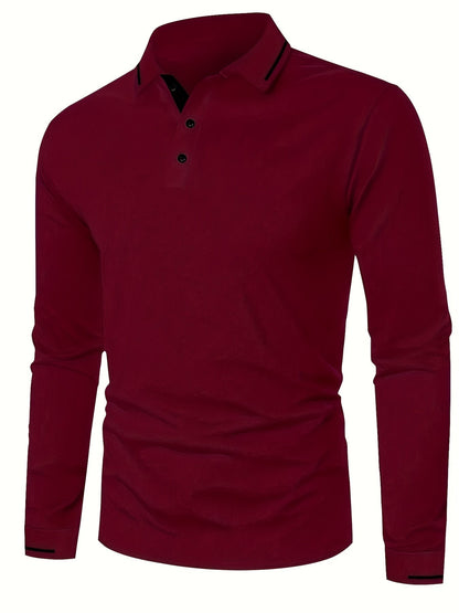Hanson Contrast Placket Long Sleeve Polo_40
