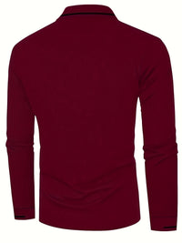 Hanson Contrast Placket Long Sleeve Polo
