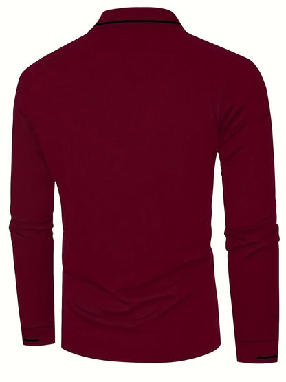 Hanson Contrast Placket Long Sleeve Polo_41