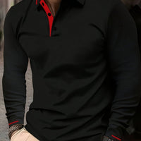 Hanson Contrast Placket Long Sleeve Polo