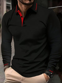 Hanson Contrast Placket Long Sleeve Polo