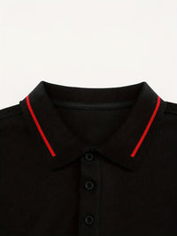 Hanson Contrast Placket Long Sleeve Polo