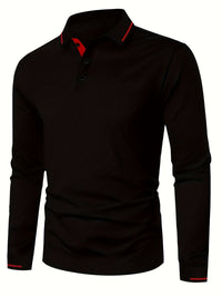 Hanson Contrast Placket Long Sleeve Polo