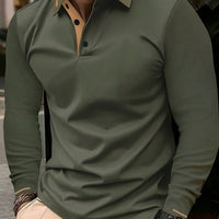 Hanson Contrast Placket Long Sleeve Polo