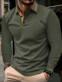 Hanson Contrast Placket Long Sleeve Polo