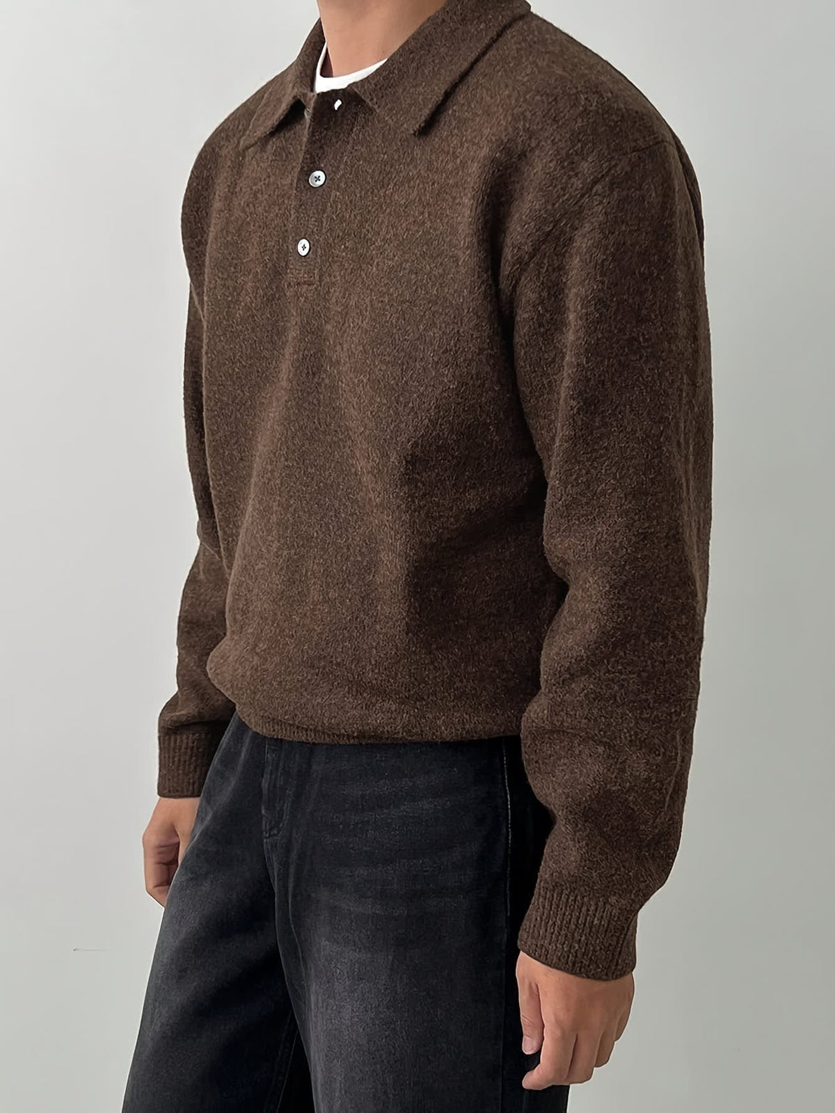 Bayard Brushed Knit Polo Collar Sweater