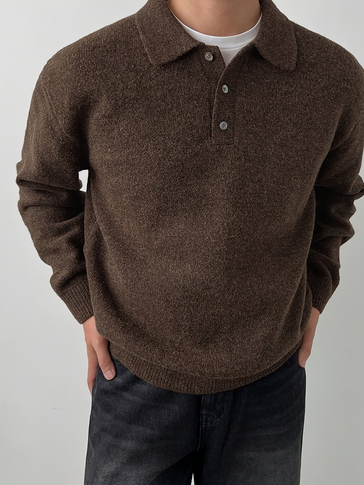 Bayard Brushed Knit Polo Collar Sweater
