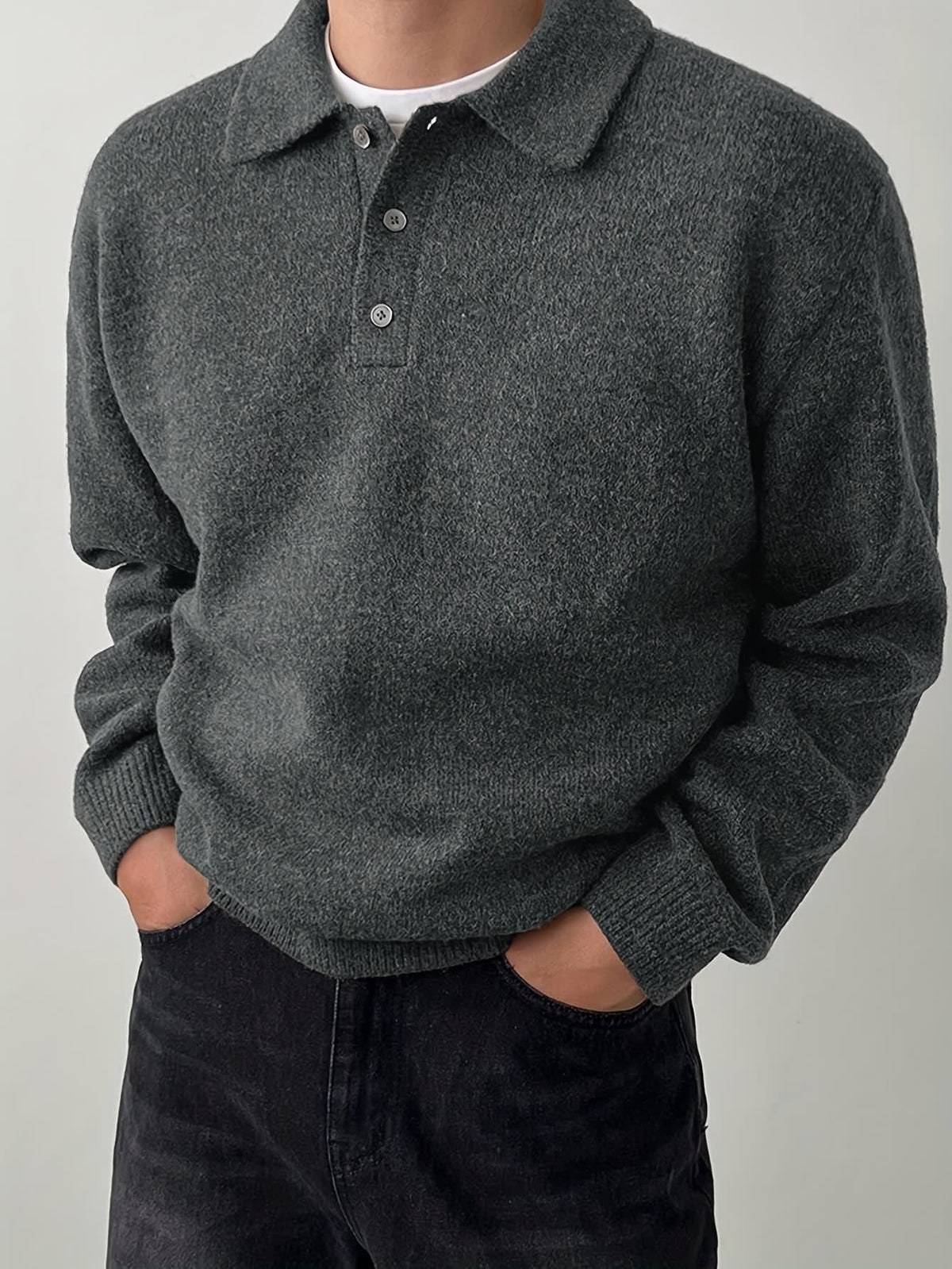 Bayard Brushed Knit Polo Collar Sweater