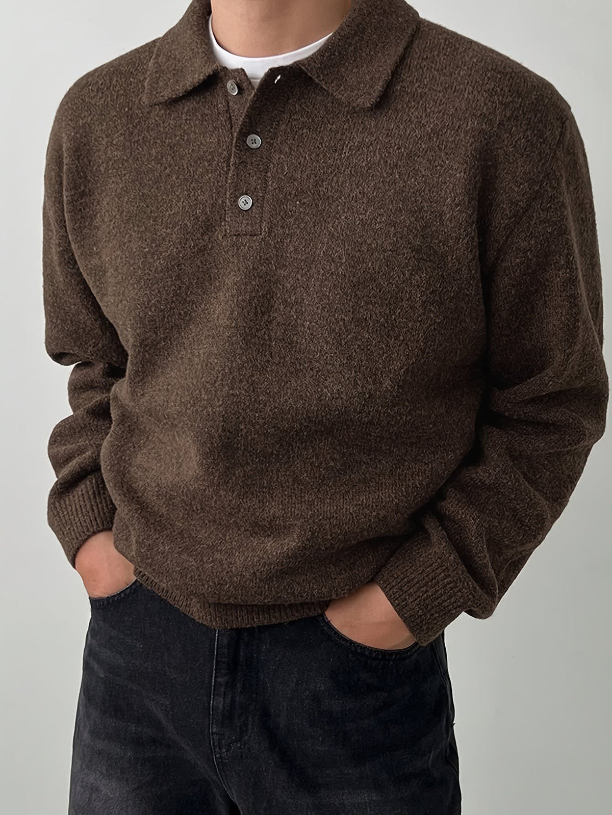 Bayard Brushed Knit Polo Collar Sweater