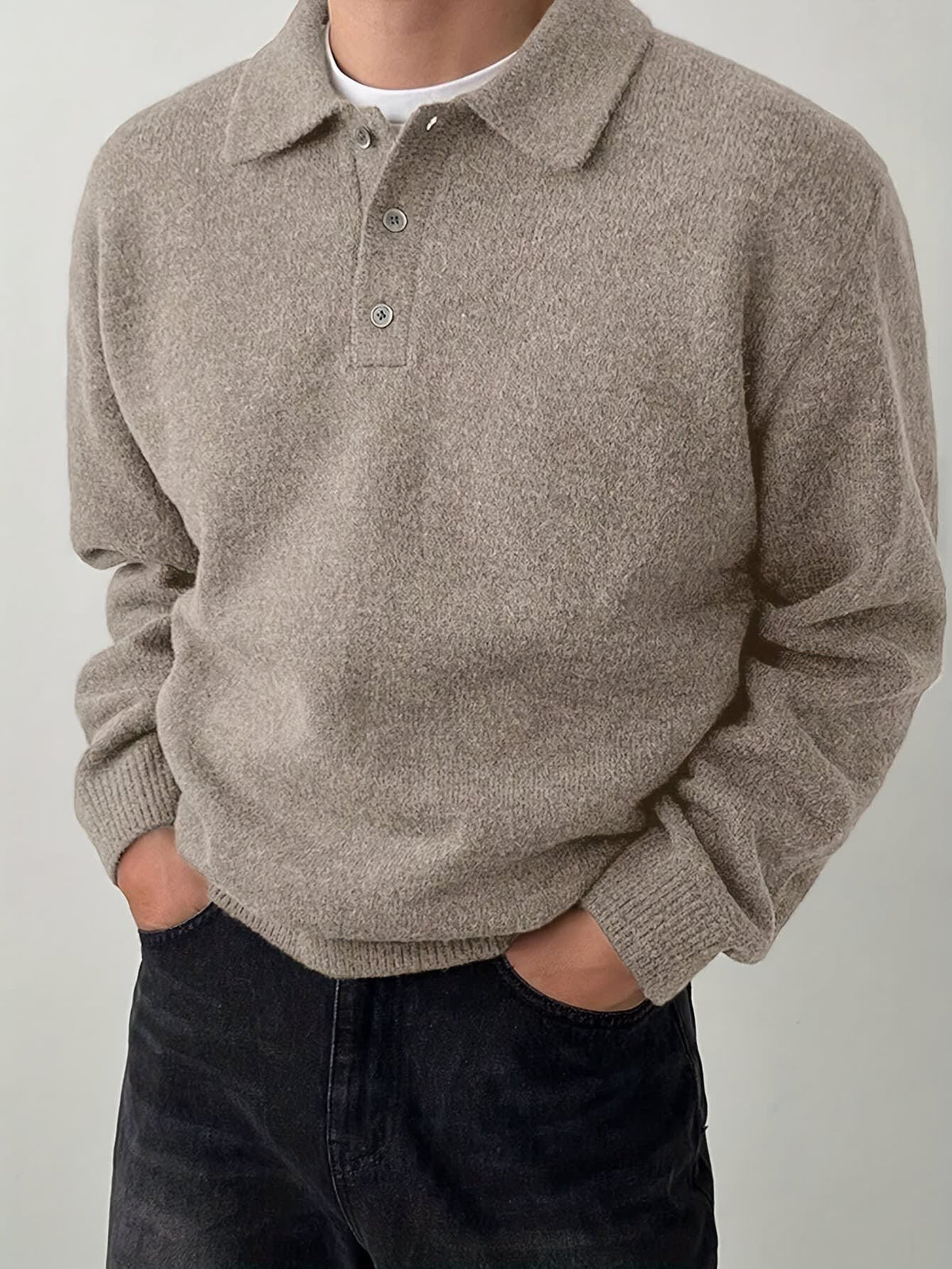 Bayard Brushed Knit Polo Collar Sweater