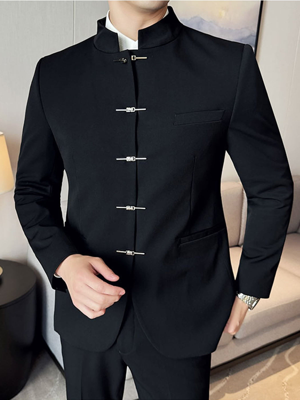 Milton Stand Collar Slim Fit Suit Jacket