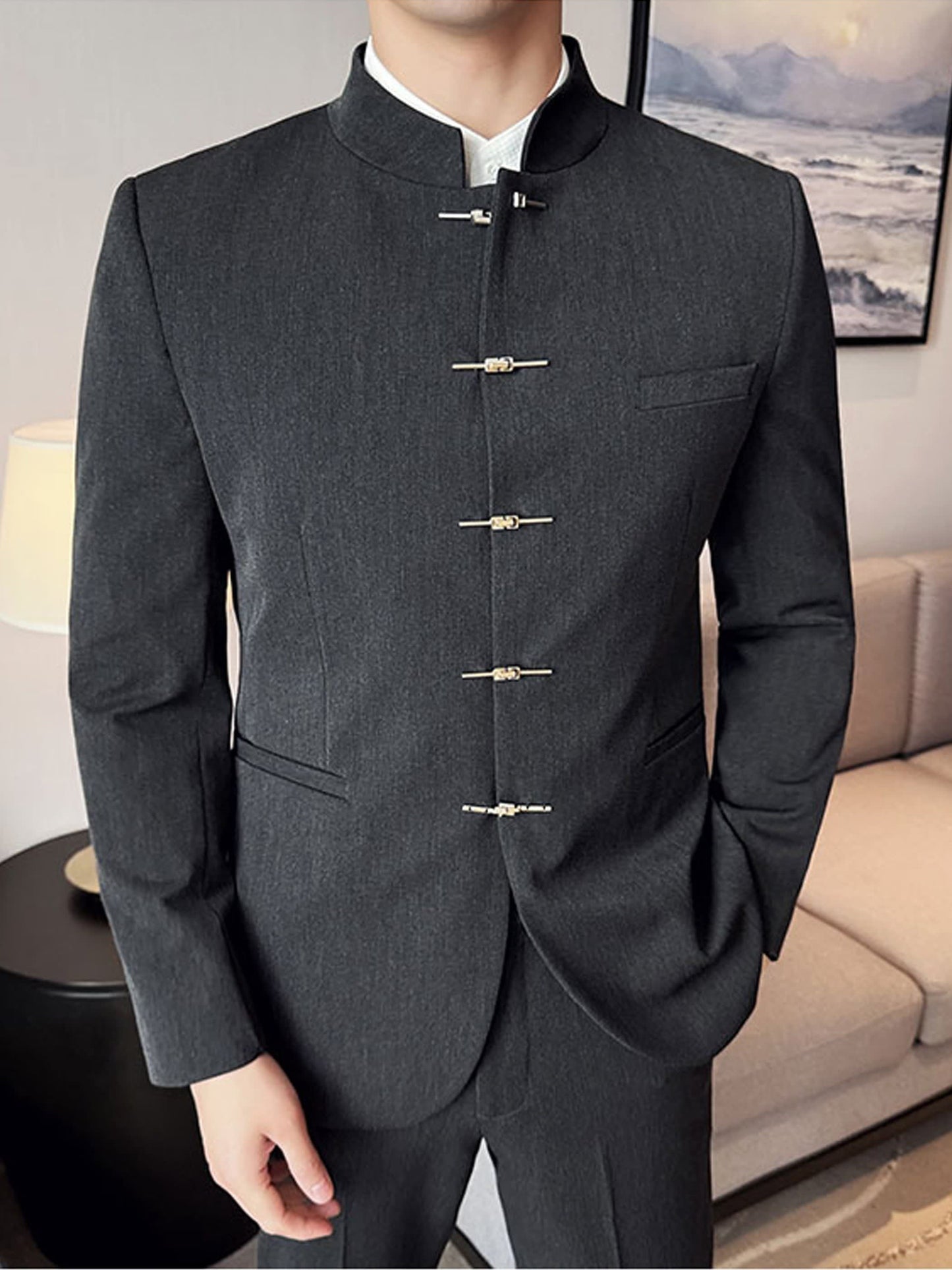 Milton Stand Collar Slim Fit Suit Jacket_2
