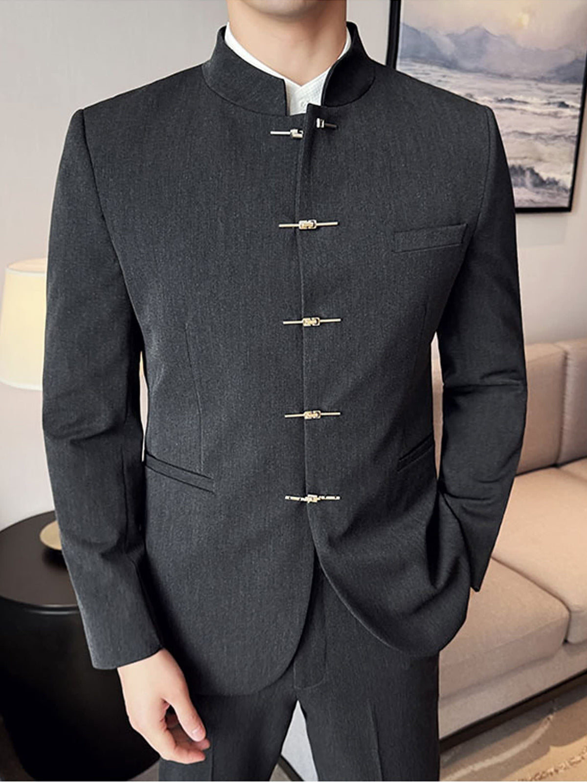 Milton Stand Collar Slim Fit Suit Jacket