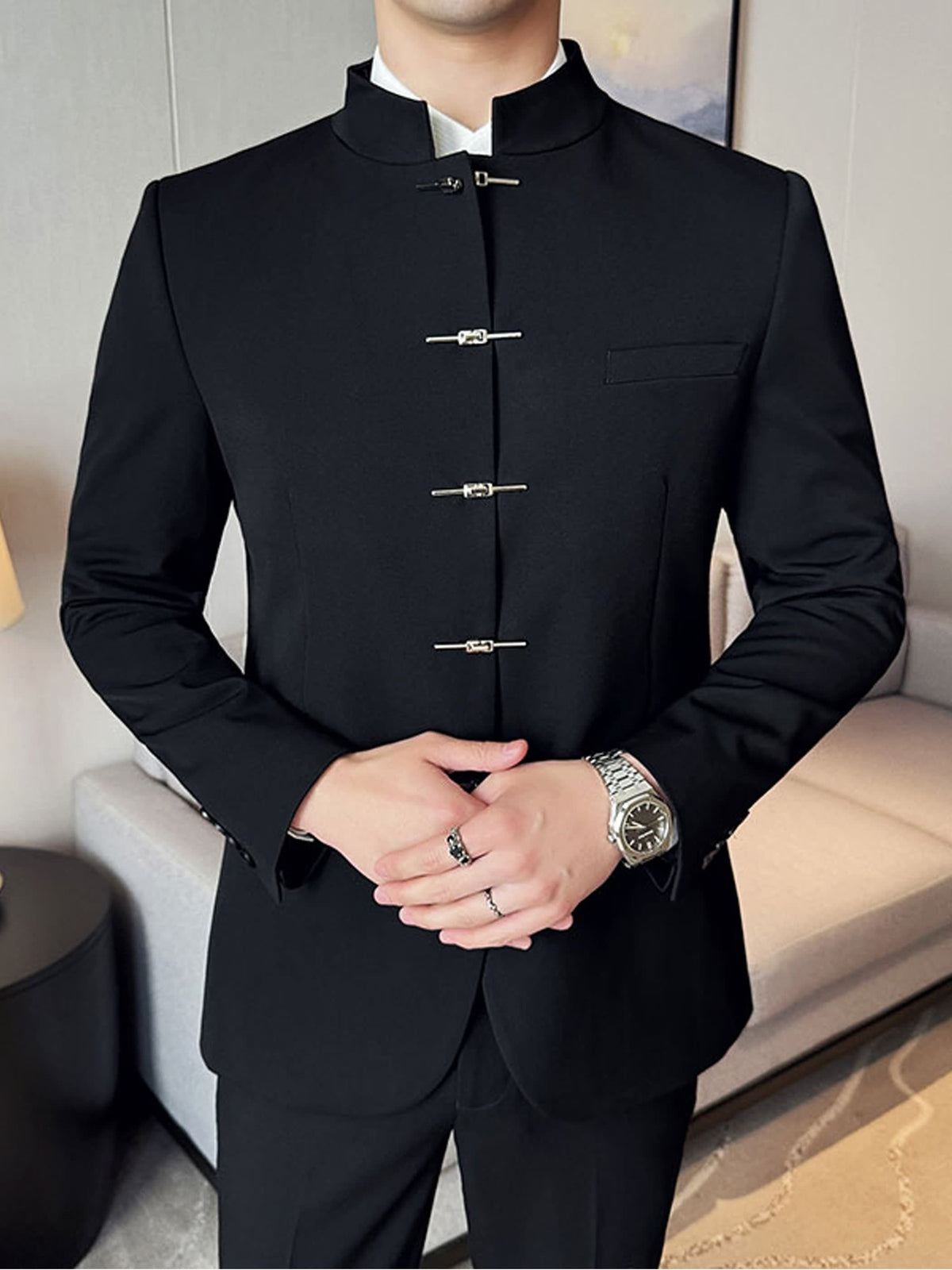 Milton Stand Collar Slim Fit Suit Jacket
