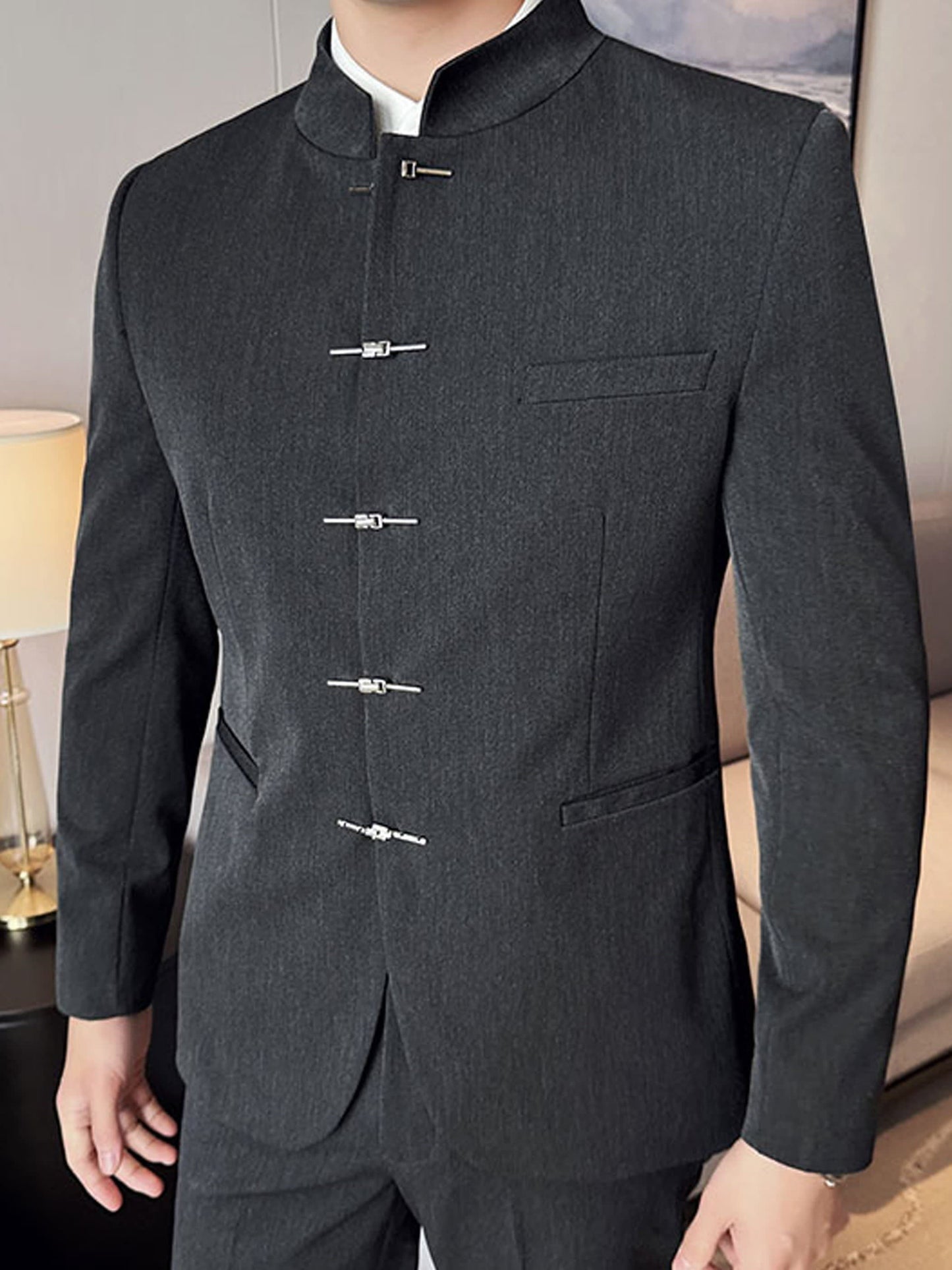 Milton Stand Collar Slim Fit Suit Jacket_4
