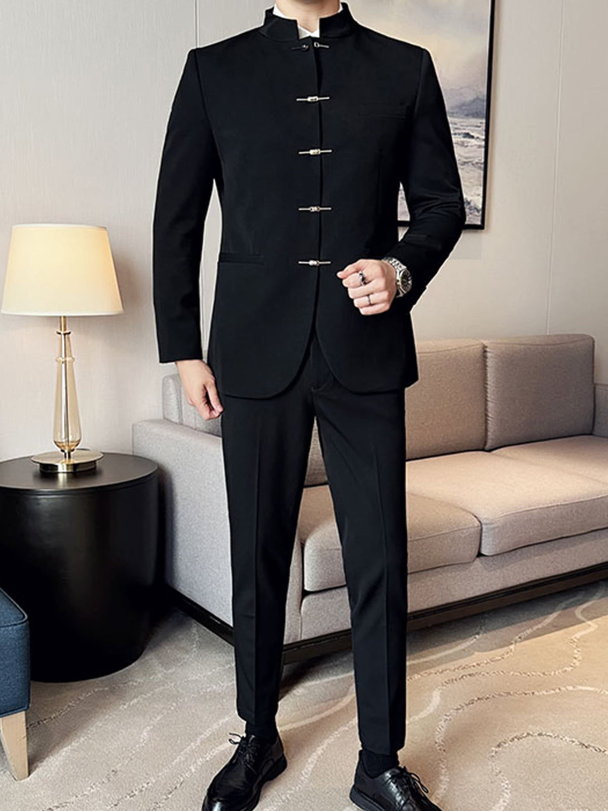 Milton Stand Collar Slim Fit Suit Jacket