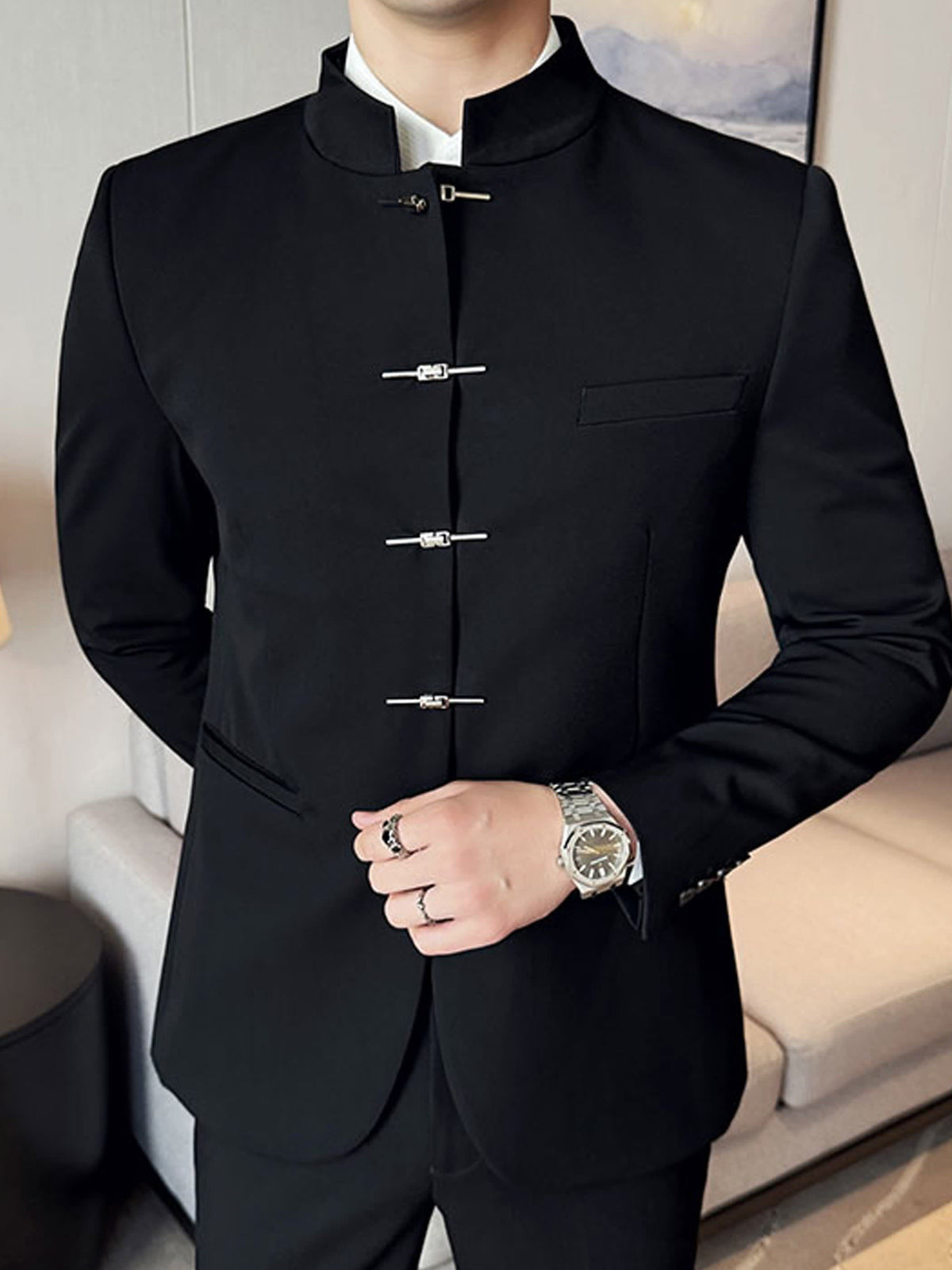 Milton Stand Collar Slim Fit Suit Jacket