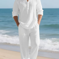 Maddock Band Collar Henley and Trousers Set