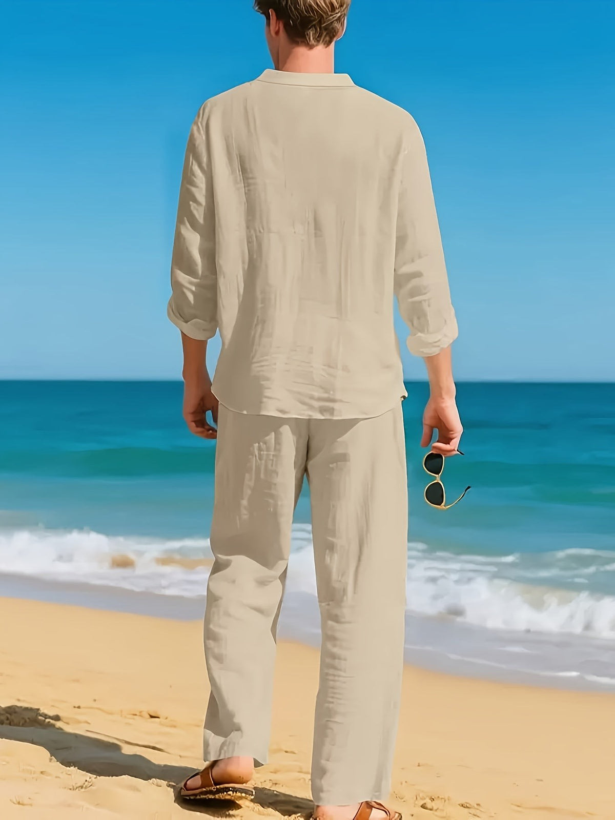 Maddock Band Collar Henley and Trousers Set