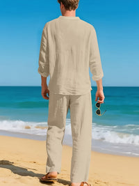 Maddock Band Collar Henley and Trousers Set