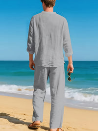 Maddock Band Collar Henley and Trousers Set