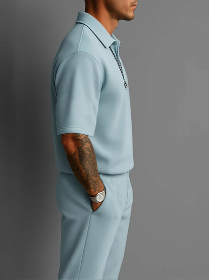 Gilbert Open Collar Polo And Trousers Set_11