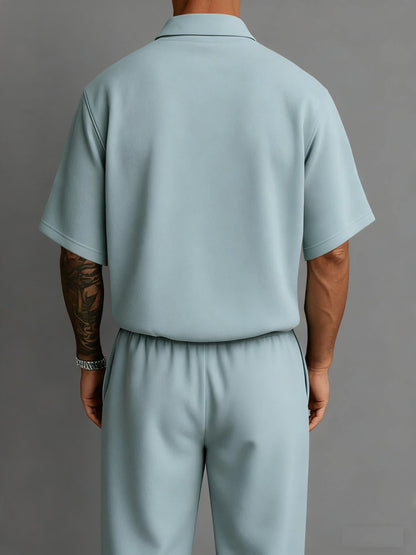 Gilbert Open Collar Polo And Trousers Set_12
