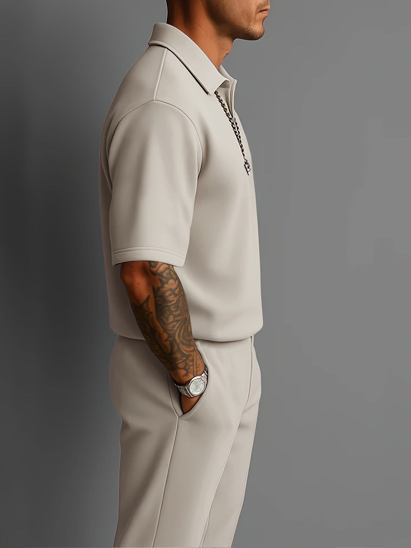Gilbert Open Collar Polo And Trousers Set_13