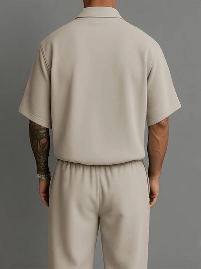 Gilbert Open Collar Polo And Trousers Set_14